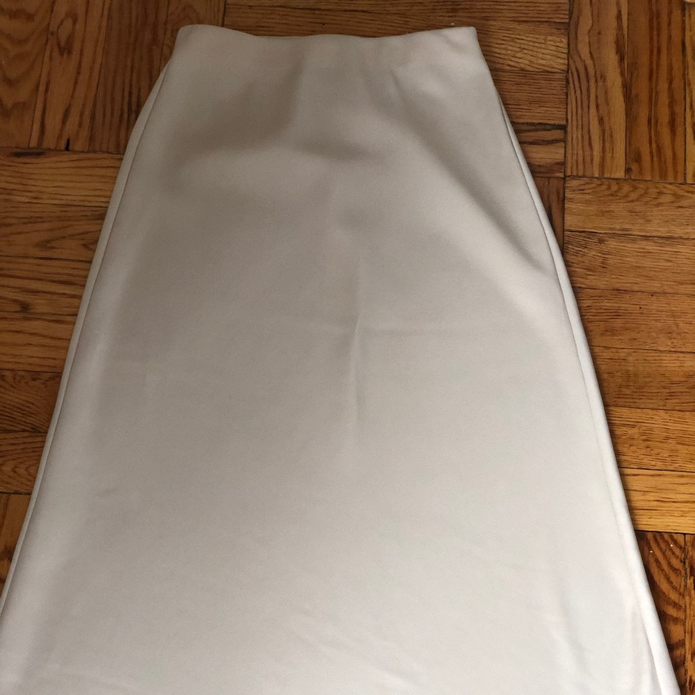 Satin cream midi skirt NWOT
